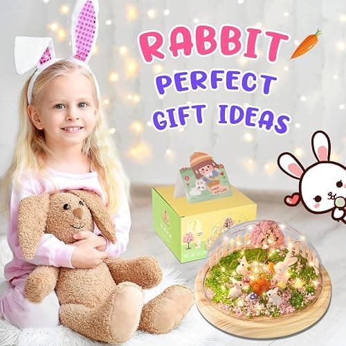 Make Your Own Night Light ,Rabbit DIY Kits,Bunny Toys for Kids Ages 4-8 ,Arts and Crafts Lamp Project for Girls(USB Upgrade Edition),Gifts for 4 5 6 7 8 9 10 Year Old Girl with Greeting Card thumbnail 7