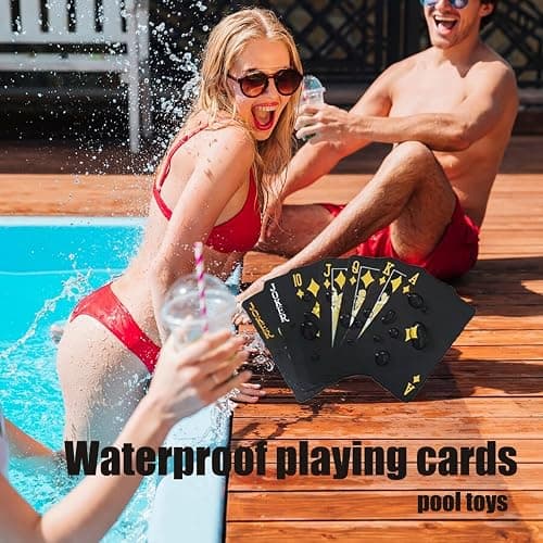 CIBOAN Black Playing Cards,Plastic Playing Card,Waterproof and Super Durable Comfortable to Hold, Good Flexibility,Poker Card Set Suitable for Billiards, Bars, Beach Pools,Gift Playing Cards thumbnail 7