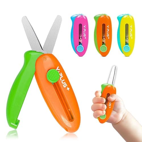 Safety Scissors for Kids, 3Pcs Retractable Toddler Scissors for Preschool | Retractable Kids Scissors for Small Hand, Ages 3-5 2-4 1-3 Cutting Tool for Toddler Crafts and Preschool Activities - Image 1