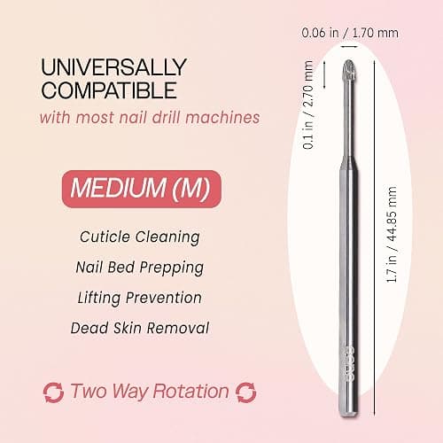 PANA 3/32" Carbide Cuticle Nail Drill Bit for Cuticle Cleaning, Dead Skin Removal, Gel Polish & Acrylic Removal, Under Nail Cleaner, Nail Salon, Manicure Tools (Snake Head - Silver, Medium) thumbnail 3