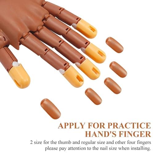 Blulu 400 Pieces Replacement Refill Nail Tips False Fake for Flexible Nail Training Hand Practice Display Manicure Supply DIY (Brown) thumbnail 3