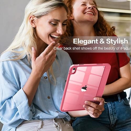 Vobafe Case for iPad A16 11th Generation 11 Inch 2025/iPad 10th 10.9" 2022 | with Pencil Holder, PC Clear Hard Back Cover, Slim Trifold Stand Case Support Touch ID, Auto Wake/Sleep, Pink thumbnail 7