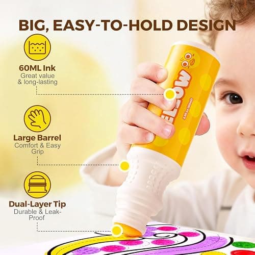 Jar Melo Washable Dot Markers for Toddlers, 8 Colors Dot Paints with 120 PDF & 10 Physical Activity Papers, Non-Toxic Bingo Daubers for Toddlers 2-4, Kids Arts and Crafts Supplies thumbnail 2