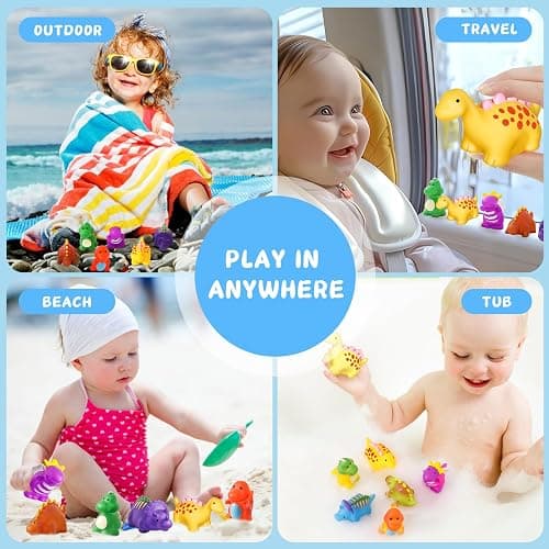 Color Changing No Hole Toddler Bath Toys Kids Ages 1-3 4-8 Dinosaur Toys | Dinosaur Bath Toys for Water Table Toddlers 2-4, Dinosaur Toys Water Pool Toys for Bathtub Beach with Drying Bag thumbnail 4