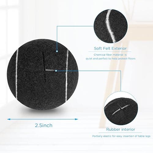 Macarrie 60 Pieces Precut Tennis Bulk Tennis Balls for Chairs Heavy Duty Long Lasting Glide Coverings for Classroom Furniture Legs Protectors and Floor Protection(Black) thumbnail 4