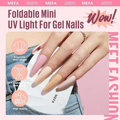 MEFA 19 Pcs Gel Nail Polish Kit with U V Light, 12 Colors All Seasons Nude Milky White Soak Off Gel Polish Nail Set with Base Top Coat Essential Manicure Tools Beginners Salon Nails DIY Art - 1-B Moonflower thumbnail 7