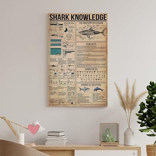JPOSTHCZ Shark Knowledge Poster with Anatomy of Sharks Educational Canvas Wall Art Aesthetic Decorative Painting Living Roomstyle 12x18inch(30x45cm) thumbnail 8