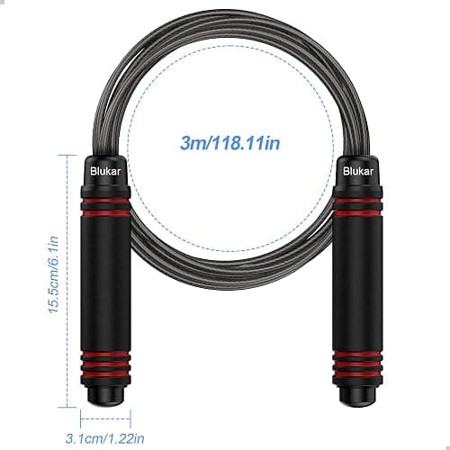 Blukar Springseil, Speed Rope Verstellbar mit Hautfreundlichen Schaum Griffe, 3 Meter Länge Einstellbar, Rutschfest und Ideal für Fitness & Ausdauer & Seilspringen, geeignet für Erwachsene thumbnail 8
