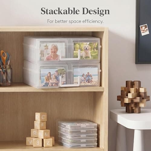 Lifewit 16 Pcs Photo Storage Box, Photo Albums 4x6 Pictures, Acid-Free Stackable Case with Labels, Trading Card Container for Sticker, Seed, Scrapbooking, Craft, Diamond Art, Classroom Supplies, Clear thumbnail 8