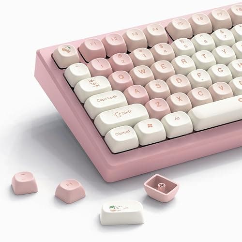 Womier Keycaps - Pink Cute PBT Keycaps MOA Key caps Set | Dye-Sublimation Custom Keyboard Caps for 61/64/68/84/87/100/104/108 Cherry MX Mechanical Keyboard (Pink) - Image 1