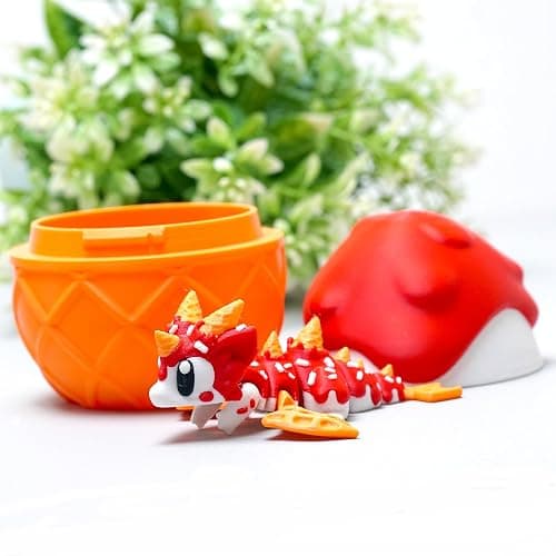 LUYUCUBE Colourful 3D Printed Dragon Egg,Little Dragon Inside Egg,Flexible Realistic Articulated Animal Fidget Toys,Mystery Figurines Gifts,Executive Desk Décor and Festival Collectible (ice Cream) thumbnail 3