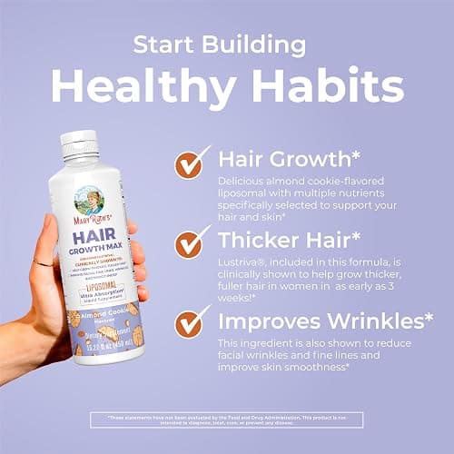 MaryRuth Organics Women's Hair Growth MAX Liposomal | with Lustriva® + Biotin 10000mcg + Pumpkin Seed Oil | Thicker Hair | Hair Care | Wrinkles, Fine Lines, Skin Care | Ages 18+ | 15.22 Fl Oz thumbnail 5