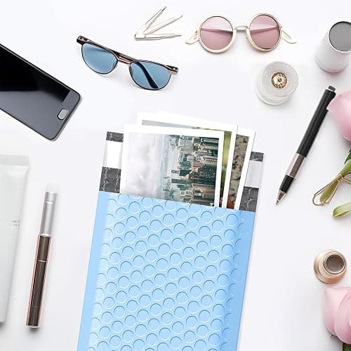 Famagic Bubble Mailers 4x8 Inch 50pc Light Blue Shipping Bags, Chic Packaging Bags For Small Business, Colored Padded Mailing Envelopes, Opaque Matte Self Seal Bubble Poly Mailers Bulk #000 thumbnail 2