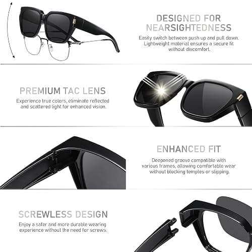 HAOLOTA Polarized Fit Over Glasses Sunglasses for Women Men Trendy Square Wrap Around Shades UV Protection thumbnail 5