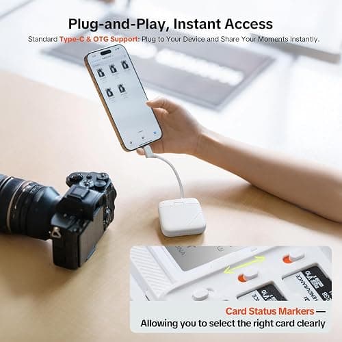 PGYTECH CreateMate Mini SD Card Reader Case for Pocket 4, High-Speed 2-in-1 SD 4.0/Micro SD Card Reader with 6-Slot Storage Portable, Dual-Slot Transfer/USB 3.1/Type-C for Camera/Drone/Phone, Black thumbnail 5