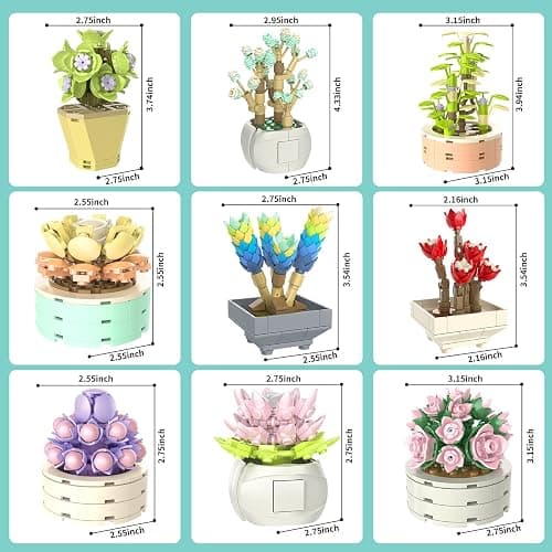 JMBricklayer Flowers Succulents Botanical Collection Building Sets, Plants Office Home Decor Succulents Bonsai Building Toys, Creative Flowers Building Project for Adults, Gifts Ideas for Girls Women thumbnail 2