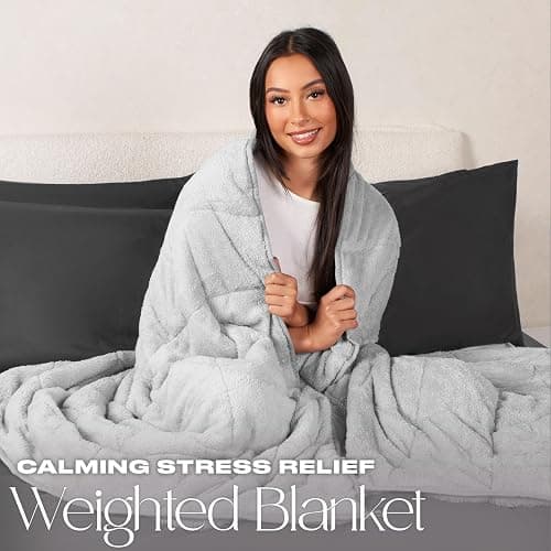 Brentfords Teddy Fleece Weighted Blanket for Adults Sleep Therapy Anxiety Stress Relief Super Soft Throw, Silver Grey, 125 x 180cm - 6kg (Disclaimer:Only suitable for age 3+years) thumbnail 3