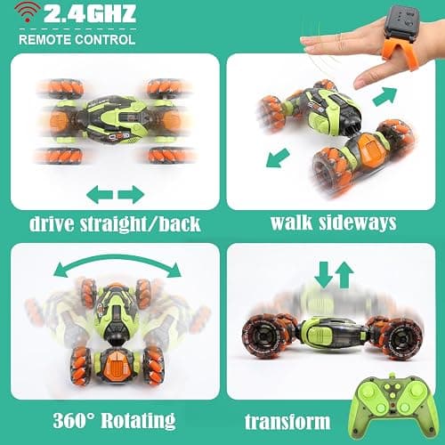 FUNiOi Gesture Sensing RC Stunt Car - Remote & Hand-Controlled Drift Toy for Kids Ages 5-7 6-8 9 10 11 12 Year Old, 4WD, Double-Sided Driving with Lights & Music thumbnail 7