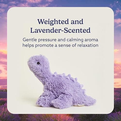 warmies Microwavable Stuffed Animals, Purple Long Neck Dinosaur - Heated Stuffed Animal Plushie for Warmth & Comfort - Soft Plush Toys thumbnail 3