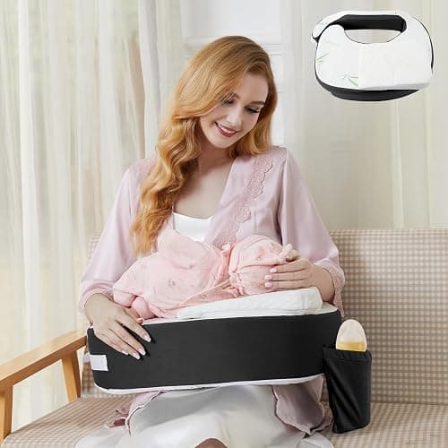 Dresime Stillkissen Klein Baby Ergonomisch Stillhörnchen mit Abnehmbarem Keilkissen Baby Keil Reflux Kissen,Anti-Rutsch,Memory Foam,Verbesserte Körperhaltung Unterstützung - Image 1