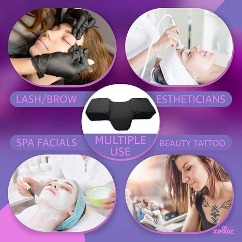 Lash Pillow for Eyelash Extensions - Curved Memory Foam Bed Pillow, Ergonomic Head Rest with Neck Support, – PINK thumbnail 7