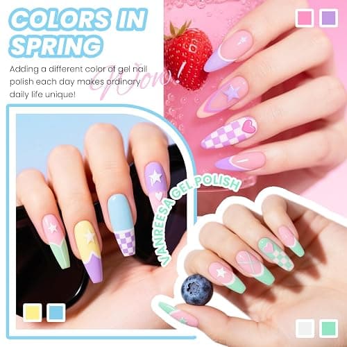 VANREESA 48 Pcs Gel Nail Polish Set 42 Colors Spring Summer Fall Winter Gel Polish with 2 Pcs Base Coat & 4 Effects Top Coat Nail Kit Gifts for Women Girls Nail Art Salon at Home thumbnail 3