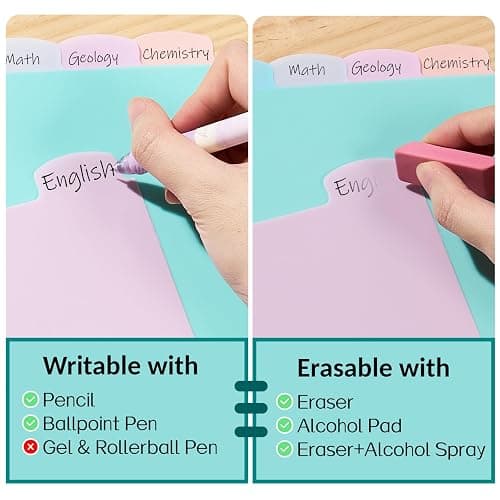 Sooez 8 Tabs Long-Lasting Plastic Write & Erase Large Tabs Dividers for 3 Ring Binder, Aesthetic Cute Pastels Binder Dividers for Student, Teacher, Office, Home Organizers, 1 Set, Pastels Color thumbnail 5