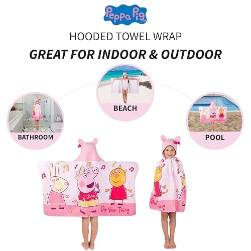Franco Peppa Pig Kids Bath/Pool/Beach Soft Cotton Terry Hooded Towel Wrap, 24 in x 50 in, Large thumbnail 5
