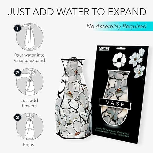 MODGY Collapsible and Expandable Plastic Flower Vase, Unbreakable, Foldable, Decorative Modern Centerpieces, Table Decorations, Louis C. Tiffany Magnolia Window, 1 Pack thumbnail 5
