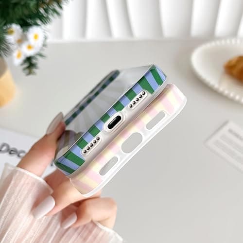 Yeddabox for iPhone 17 Pro Case Cute Striped Phone Case Soft TPU Slim Shockproof Phone Cover for Women Girls, Pink and Yellow thumbnail 5