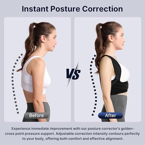 Fit Geno Posture Corrector for Women & Men: Adjustable Lightweight Upper Back Brace for Neck Shoulder & Upper Back Pain Relief - Improve Posture Correct Hunchback Slouching Invisible Under Clothes (XS/S Under Bust 30"-43") thumbnail 2