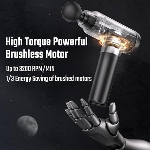 cotsoco Massage Gun Deep Tissue, Muscle Massage Gun with 9 Attachment Heads 20 Speeds & Silent Brushless Motor, Handheld Percussion Back Massager Gun for Athletes(Black) thumbnail 4