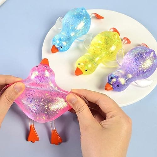 Glitter Cute Duck Squishy Sugar Stress Ball,Soft Duck Stress Relief Sugar Ball Squishy Ultra Squishy and Moldable Slow Rise Relaxing Sensory Fidget Stress for Anxiety Relief (Pink) thumbnail 2