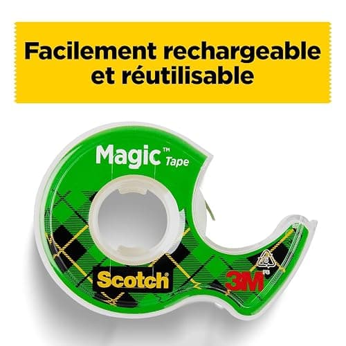Scotch Magic Tape, Rouleaux de Ruban Adhésif Transparent avec Dévidoir, Lot de 3, Ruban de 19mm x 7.5m - Idéal pour le Bureau et l'École thumbnail 4