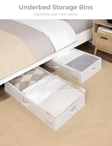StorageWorks Large Under Bed Storage Containers with Handles and Label Holder, 2 Pack Ultra-thick Fabric Underbed Bins, Closet Organizer for Clothes, Blankets, Sweater thumbnail 6