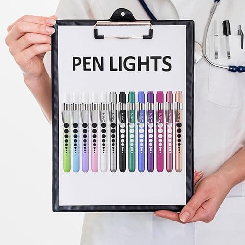 CAVN Pen Light with Pupil Gauge LED Penlight for Nurses Doctors, 2 Pcs Reusable Medical Penlight for Nursing Students (Black/White) - Black and White thumbnail 6