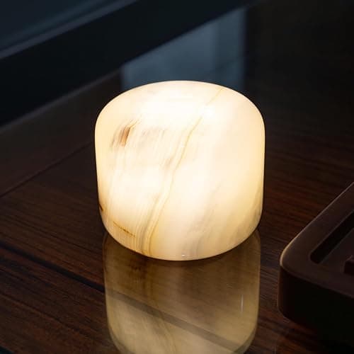 Marble Lamp Night Light Touch Bedside Table Lamp for Bedroom,Type-C Rechargeable Small Desk Bedside Small Lamps,Eye Caring Dimmable LED Ambient lamp (Eastern Jade Glow) thumbnail 4