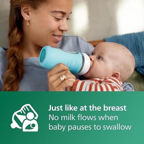 Philips Avent Natural Newborn Glass Gift Set, Baby Bottles with Natural Response Nipples, 3x 4oz (Slow Flow, Flow 2) and 2x 8oz (Medium Flow, Flow 3), 2x Silicone Sleeves, SCD858/01 thumbnail 4