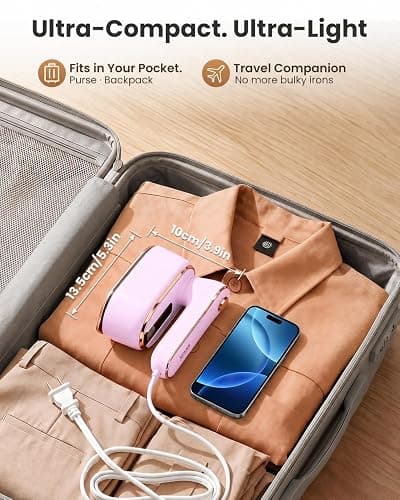 Steamer for Clothes, Handheld Portable Iron Steamer, 2-in-1 Dry & Steam, 180° Rotatable Handle, 20s Fast Heat-Up, 970W Travel Steamer for Home & Travel, 120V Only thumbnail 3