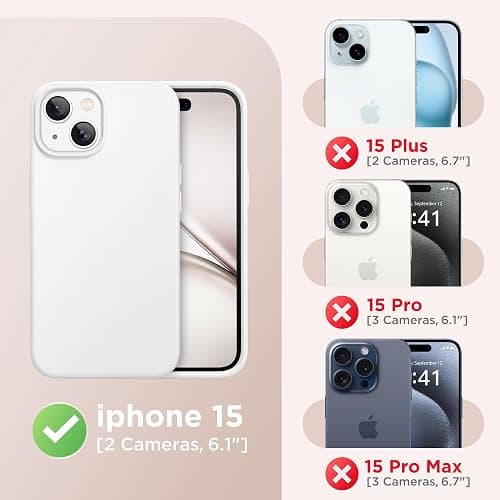 💕 GolbinBox Magnetic for iPhone 15 Case, Compatible with MagSafe, [Soft Anti-Scratch Microfiber Lining], Slim Liquid Silicone Shockproof Protective Phone Case for iPhone 15 6.1 inch, White thumbnail 2