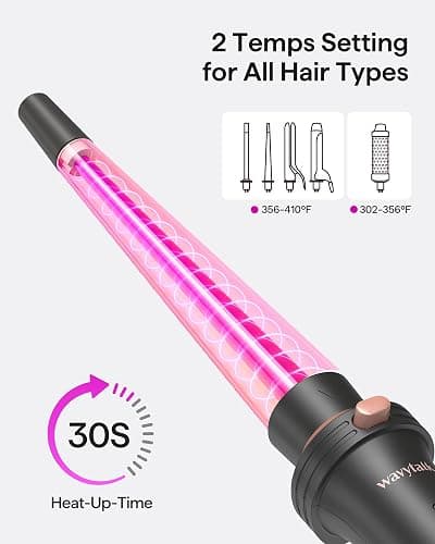 Wavytalk 5 in 1 Curling Iron Set with Thermal Brush and 4 Interchangeable Ceramic Curling Wands (0.5'-1.25'), Instant Heat Up Hair Curling Iron, Rose Gold thumbnail 3