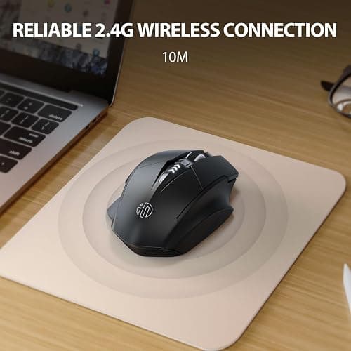 INPHIC Wireless Mouse Rechargeable, Silent Click, [Battery Level Visible] | USB 2.4G Cordless Mouse for Laptop PC Computer Tablets, 6 Buttons, 2400DPI 4 Adjustment Levels, Black thumbnail 2