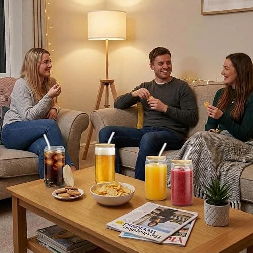ZUFIO Lot de 4 gobelets en verre avec couvercles et pailles en verre – 450 ml – Joli verre à café glacé résistant à la chaleur et à la glace – Gobelet transparent pour café, smoothie, soda, cocktail thumbnail 5