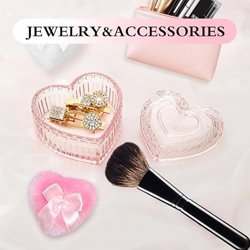 2 Pieces Large Body Powder Puff and Container, Dusting Powder Container with Puff,Powder Puff Crystal Case, Body Powder for Women Soft Washable Reusable Velour Face Body Glitter Wet Dry Makeup(Love) thumbnail 7