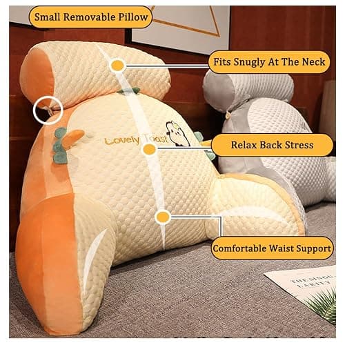 ANBTUKJ Cuddle Cushion for Adults Comfortable Reading Pillow with Arms Soft Bed Seat Gaming Pillow Detachable Back Support Cushion for Bed Sofa Chair,Lovely Dolphin-60×40×25cm thumbnail 3