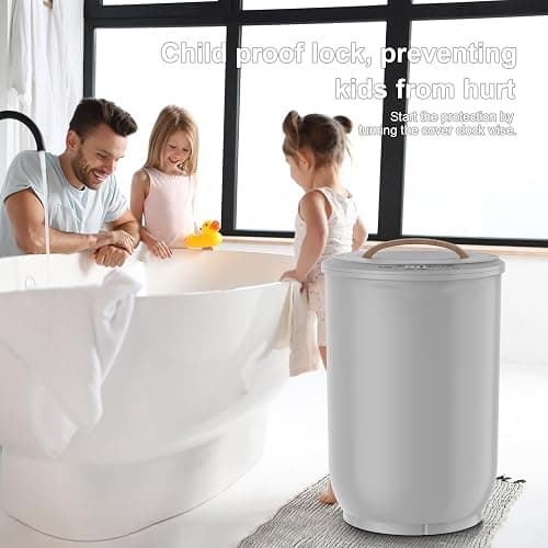 FLYHIT Large Towel Warmer for Bathroom - Heated Towel Warmers Bucket, Wood Handle, Auto Shut Off, Fits Up to Two 40"X70" Oversized Towels, Bathrobes, Blankets, for Mother's Gifts, Gray thumbnail 6