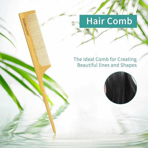 DEBETOOL Bamboo Hair Brush and Comb Set for Women Men and Kids,Natural Bamboo wood Wide-tooth brush and tail comb - Paddle Detangling Brush for Wet Dry Curly Hair thumbnail 4