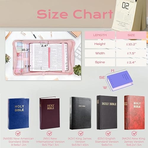 XKDOUS 24 Pcs Bible Covers Kit, Bible Carrying Case Large Church Bag w/Bible Study Supplies, Tabs, Pens, Bookmarks, Leather Book Holder Case Christian Gifts for Mom Women Lady thumbnail 3