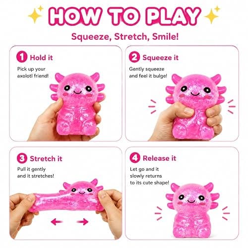 Tibberly Axolotl Squishy Stress Ball, Cute Soft Slow Rising Squishy Toy, Calming Fidget Squeeze Toy Sensory Toy for Stress Relief Kids Adults thumbnail 5