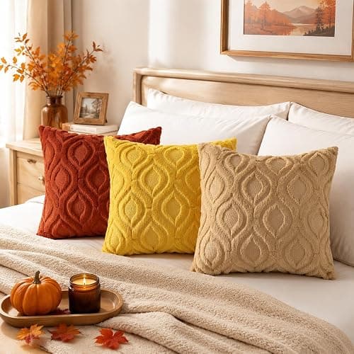 decorUhome Faux Fur Light Brown Khaki Throw Pillow Covers 18x18 Set of 2 | Plush Solid Fall Couch Pillow Covers, Accent Modern Farmhouse Neutral Decorative Soft Pillow Cases for Sofa Bed Living Room thumbnail 4